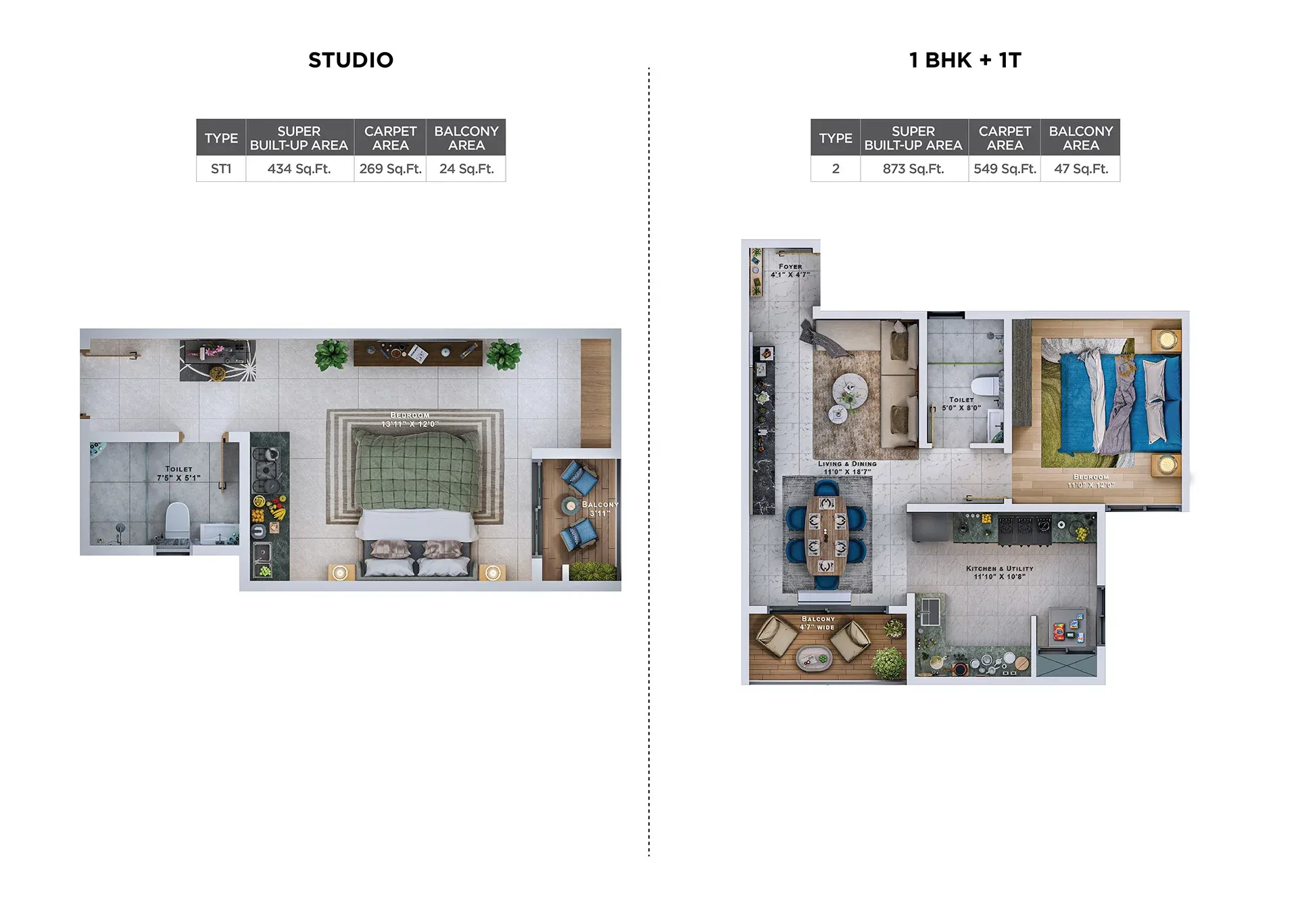 1 BHK floor plan